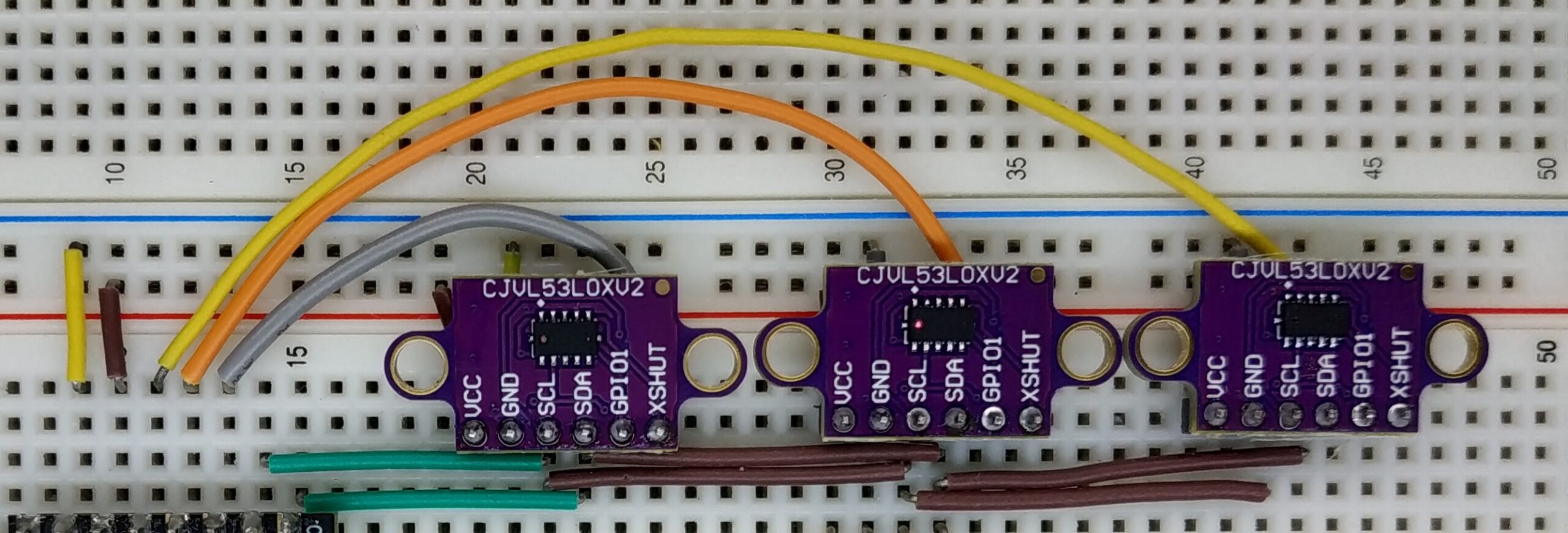레이저 거리 센서 VL53L0X, XSHUT 핀으로 다중연결 (2/2)