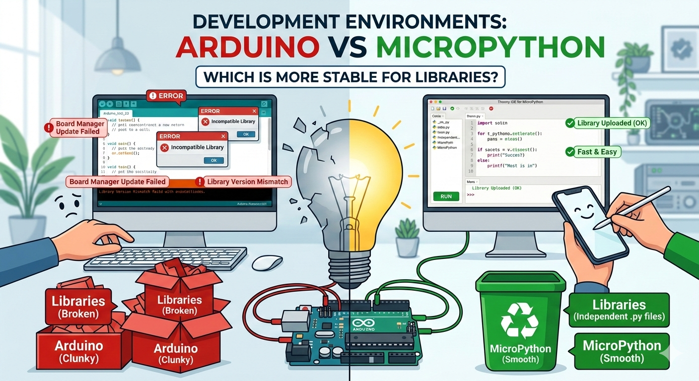 [개발 환경 비교] 아두이노 IDE vs 마이크로파이썬: “어제까지 되던 코드가 왜 오늘 안 될까?”