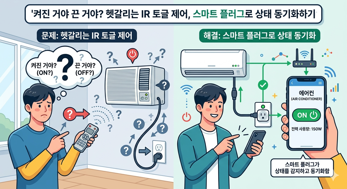 켜진 거야 끈 거야? 헷갈리는 IR 토글 제어, 스마트 플러그로 상태 동기화하기