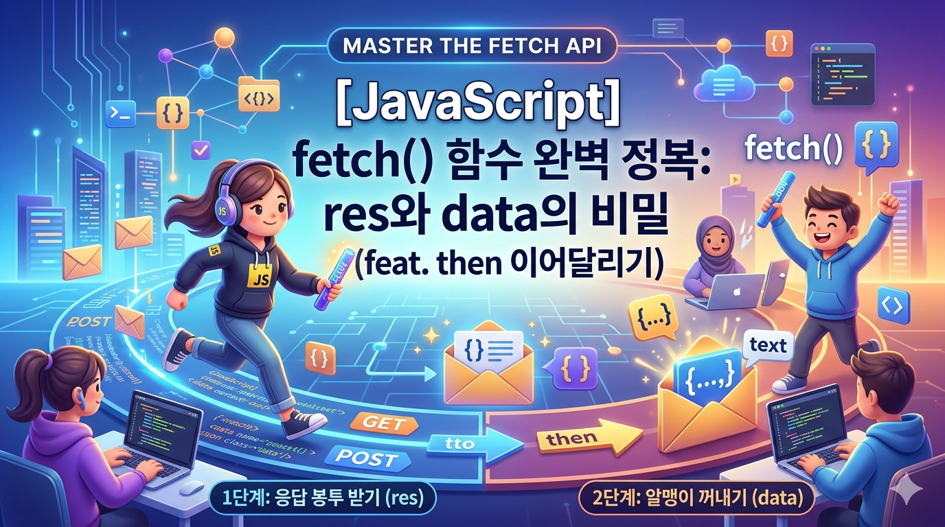 [JavaScript] fetch() 함수 완벽 정복: res와 data의 비밀 (feat. then 이어달리기)