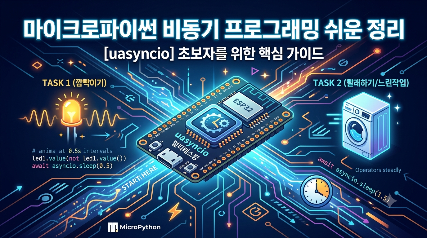 [MicroPython] 초보자를 위한 마이크로파이썬 비동기(uasyncio) 프로그래밍 쉬운 정리