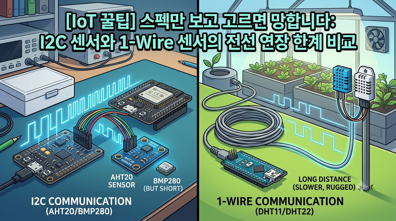 신형 센서가 무조건 좋다? AHT20, BMP280 쓰다가 아차한 ‘통신 거리’의 비밀 (vs DHT11/DHT22)