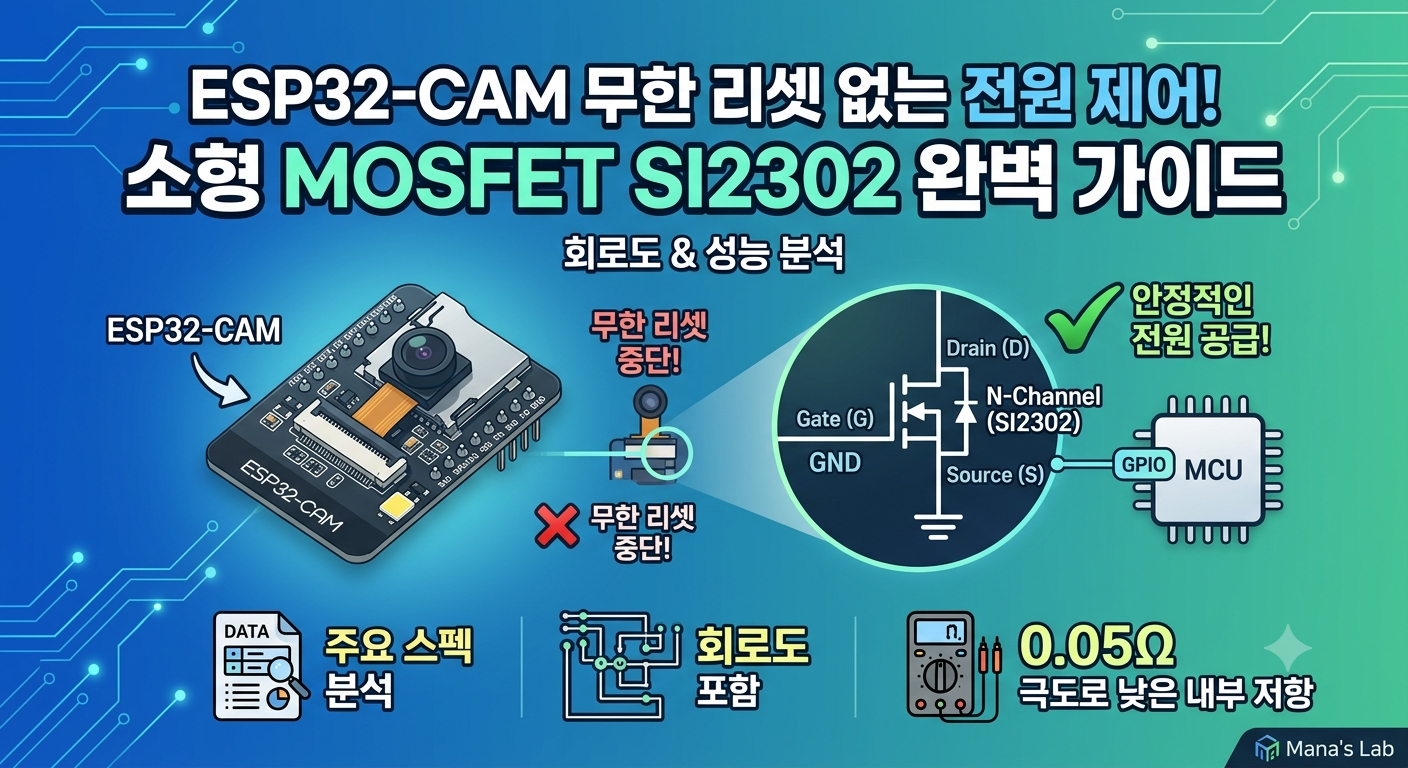 ESP32-CAM 무한 리셋 없는 전원 제어! 소형 MOSFET SI2302 완벽 가이드 (특성 및 회로도)