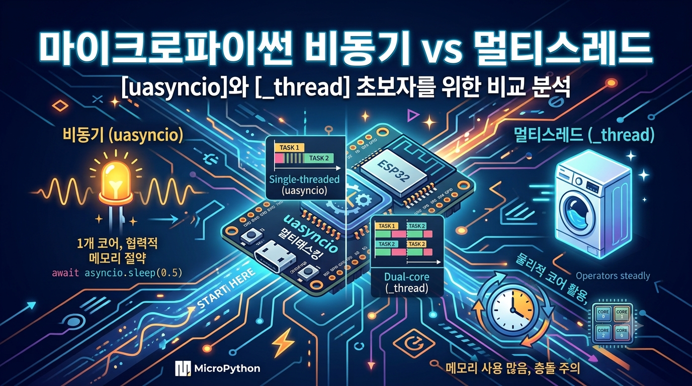 MicroPython 멀티태스킹: 비동기(asyncio)와 멀티스레드, 언제 뭘 써야 할까?