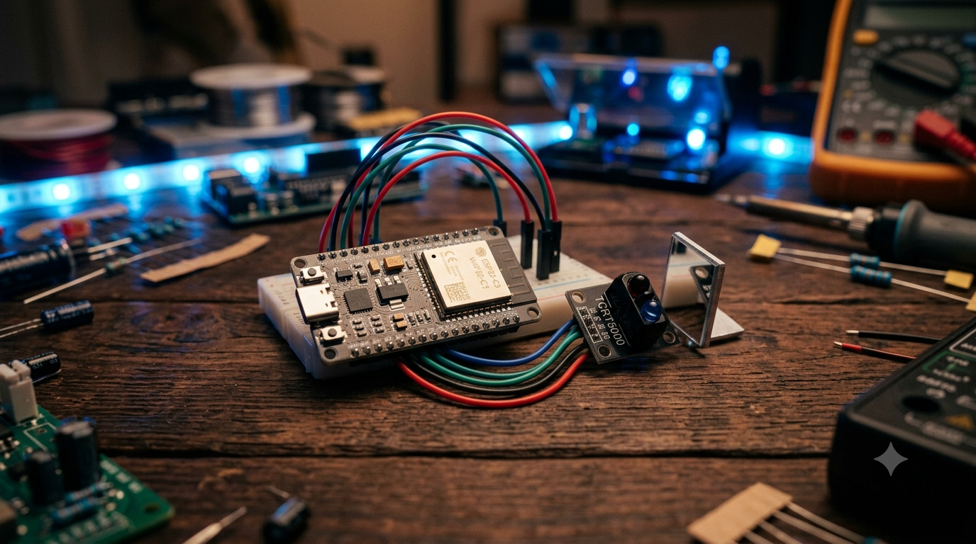 [ESP32-C3] TCRT5000 적외선 센서 완전 파헤치기: 차분 측정부터 uasyncio 비동기 LED 제어까지