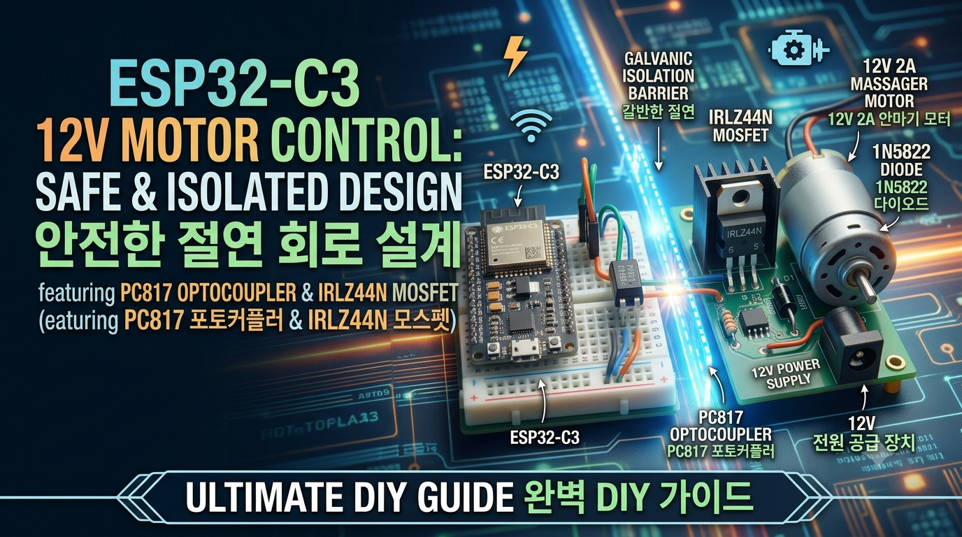 ESP32-C3로 12V 모터 제어하기: PC817 포토커플러와 IRLZ44N을 활용한 완벽 절연 회로 설계